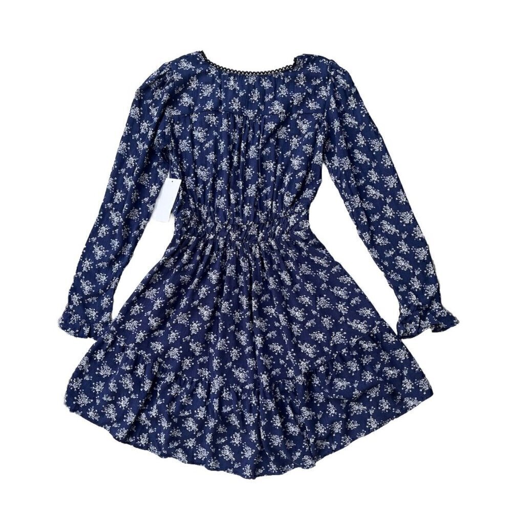 Love & Sunflower Tween Juniors Floral Casual Navy Blue Fit & Flare Dress Size XL - Picture 2 of 10